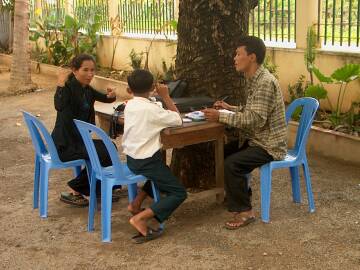 Interviewing a deaf student in Kampong Speu